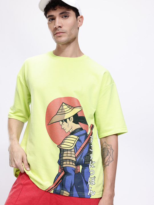 Anime Nippon Oversized Drop-Shoulder T-shirt for Men