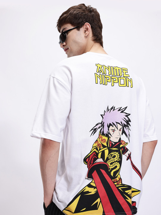 Anime Nippon Oversized Graphic Drop-Shoulder T-shirt for Men