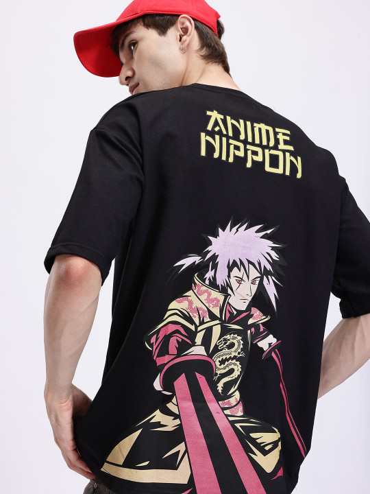 Anime Nippon Oversized Graphic Drop-Shoulder T-shirt for Men