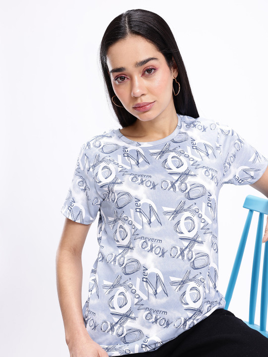Typography Printed Regular Fit T-shirt for Women