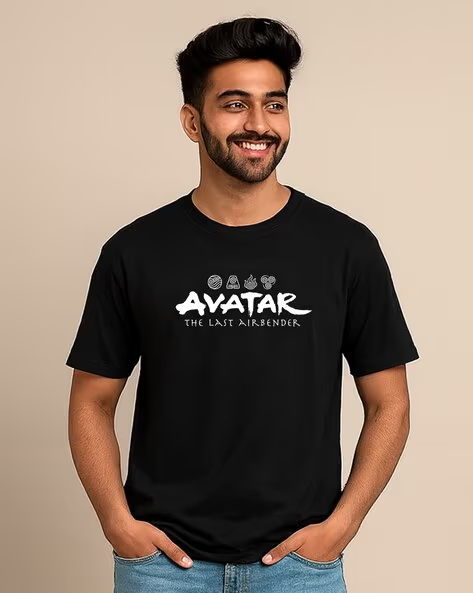 Men Avatar Print Regular Fit Crew-Neck T-Shirt