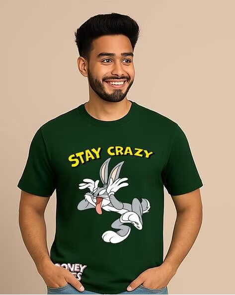 Looney Tunes Printed Regular Fit Crew-Neck T-shirt for Men