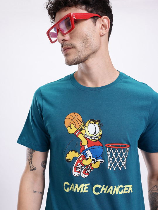 Garfield Printed Regular Fit Crew Neck T-Shirt for Men