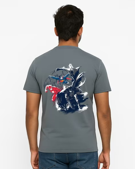 Men Justice League Print Regular Fit Crew-Neck T-Shirt