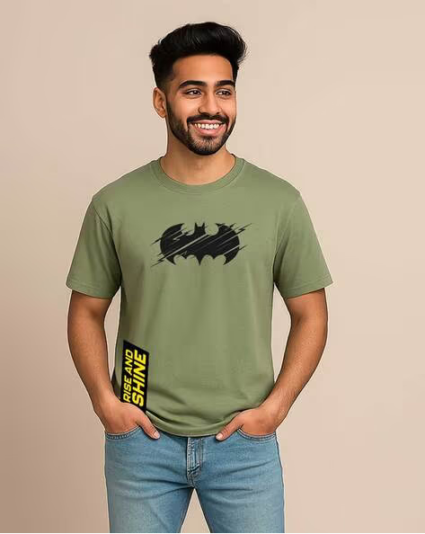 Batman Printed Regular Fit Crew-Neck T-shirt for Men
