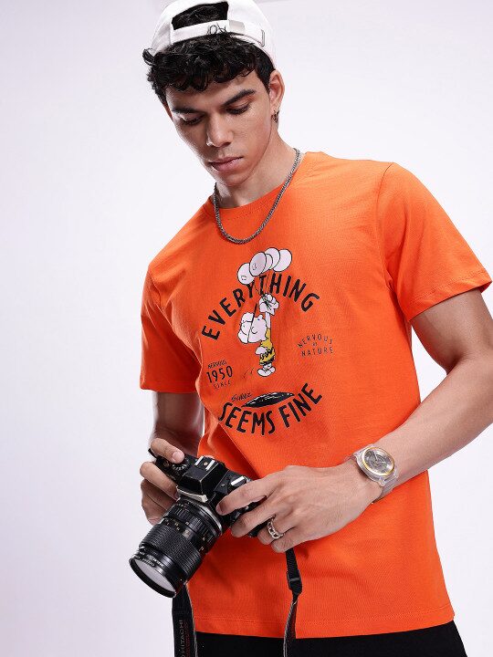 Peanuts Printed Pure Cotton Men’s T-Shirt