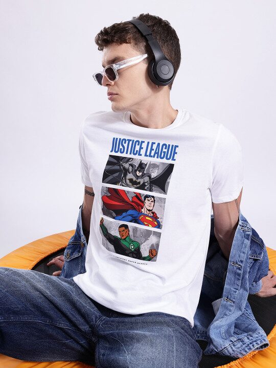 Justice League Photographic Printed Pure Cotton Men’s T-Shirt