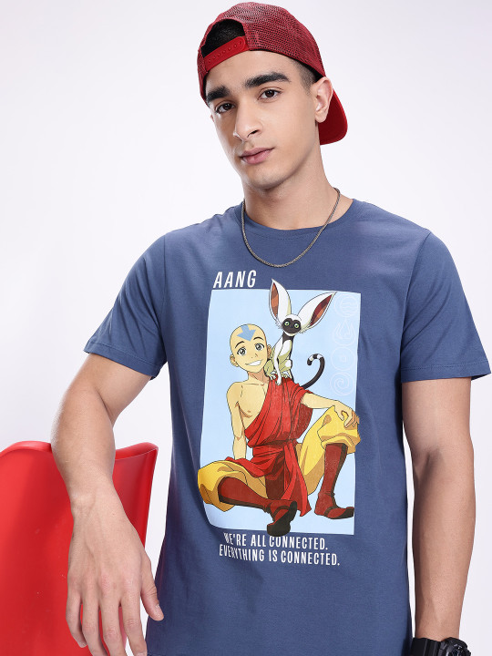 Minute Mirth Men’s Avatar Printed Regular Fit T-Shirt (Blue, Pack of 1)