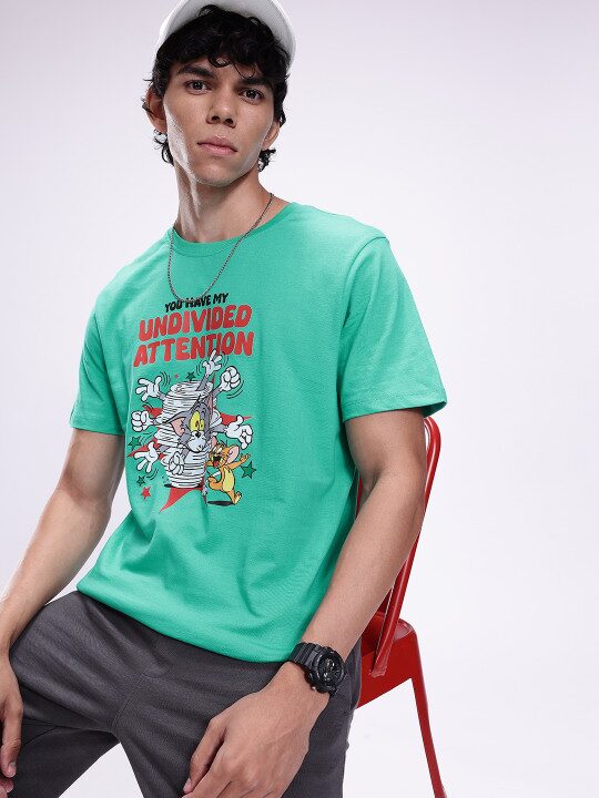Tom & Jerry Graphic Printed Pure Cotton Men’s T-Shirt