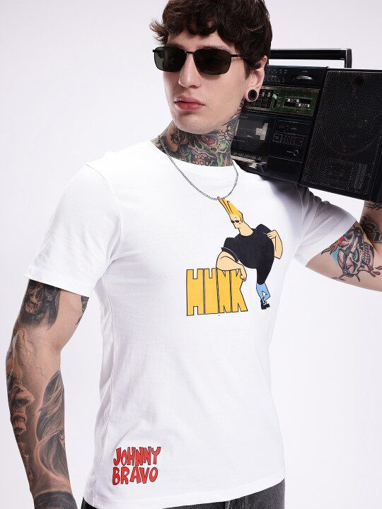Johnny Bravo Printed Pure Cotton Men’s T-Shirt
