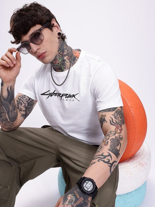 Monochrome Typography Printed Pure Cotton Men’s T-Shirt