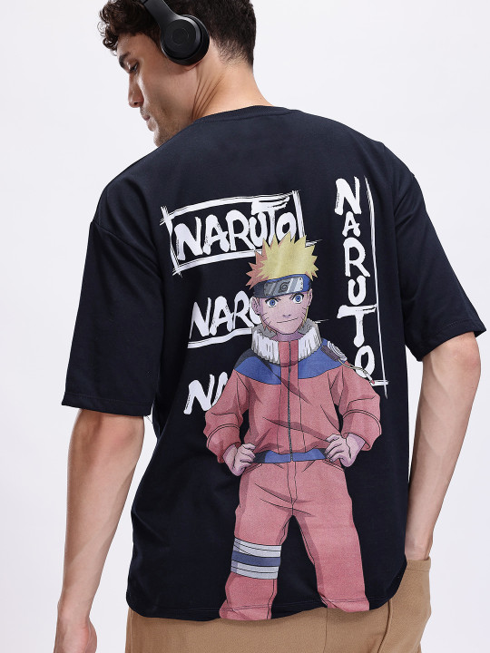 Naruto Printed Oversized Drop-Shoulder Men’s T-Shirt