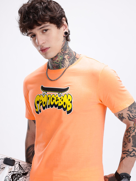 SpongeBob Printed Pure Cotton Men’s T-Shirt