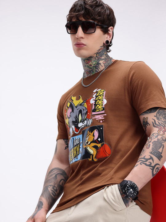 Tom & Jerry Printed Pure Cotton Men’s T-Shirt