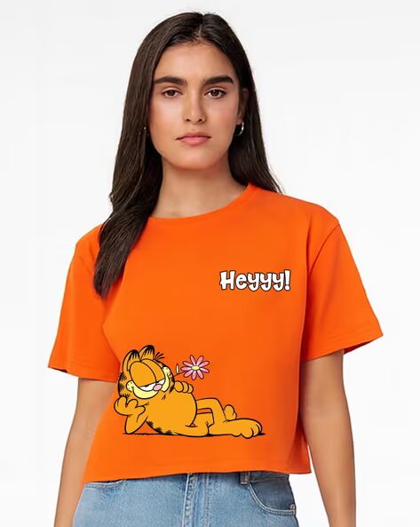 Women Garfield Graphic Print Boxy Fit Top
