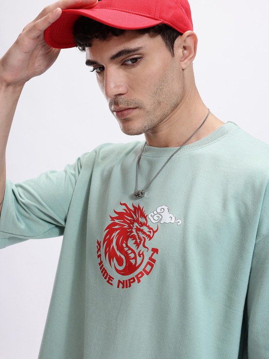 Anime Nippon Printed Oversized Drop-Shoulder T-shirt