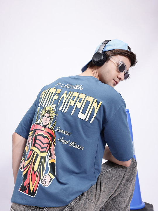 Anime Nippon Printed Drop-Shoulder Sleeves Oversized T-shirt