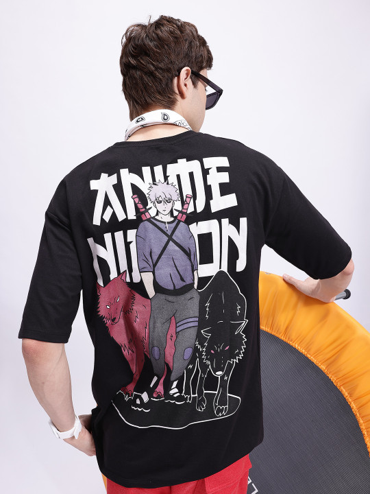 Anime Nippon Printed Oversized Longline T-shirt