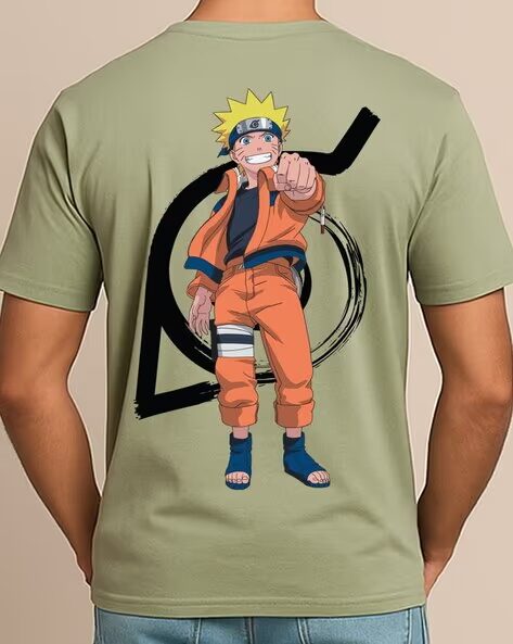 Men Uzumaki Printed Regular Fit Crew-Neck T-Shirt –