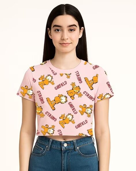 Women Garfield Graphic Print Boxy Fit Top