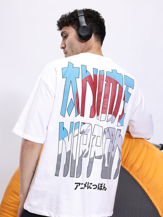 Anime Nippon Printed Oversized Drop-Shoulder T-shirt
