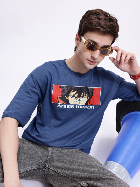 Anime Nippon Printed Oversized Drop-Shoulder T-shirt