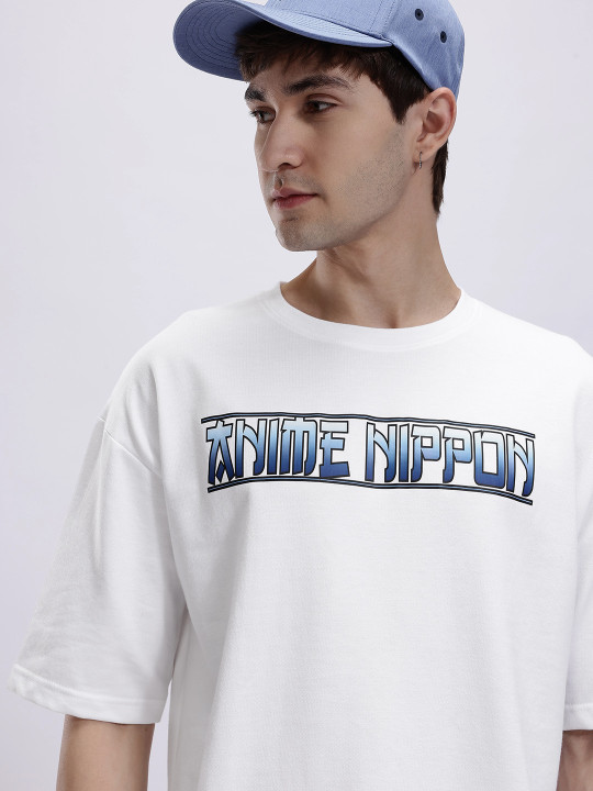 Anime Nippon Printed Oversized Drop-Shoulder T-shirt