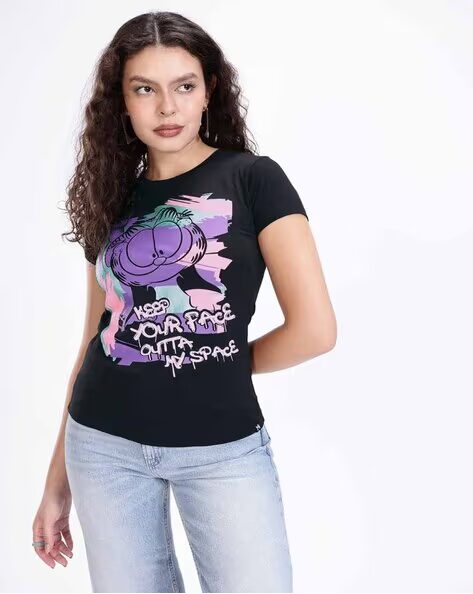 Women Garfield Graphic Print Regular Fit Cotton Top