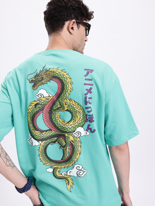 Anime Nippon Printed Oversized Drop-Shoulder T-shirt