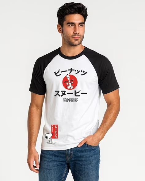Men Peanuts Printed Regular Fit Crew-Neck T-Shirt