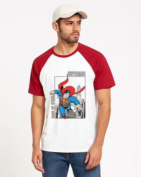 Men Superman Printed Regular Fit Crew-Neck T-Shirt