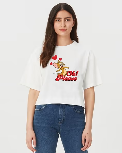 Women Jerry Printed Boxy Fit Top