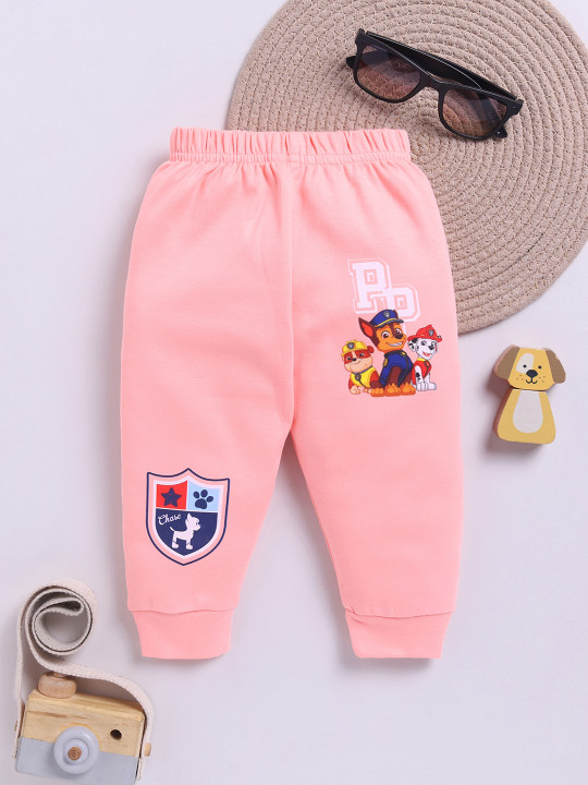 Tinyo Infant Boys Paw Patrol Printed Cotton Joggers (Peach, Pack of 1)