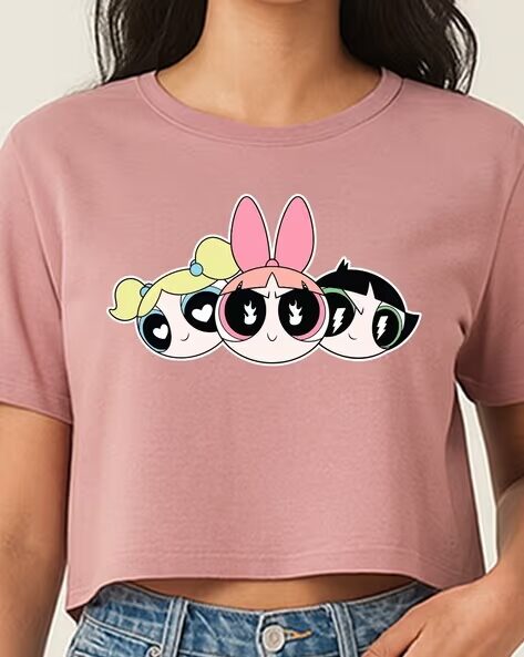Women The Powerpuff Girls Printed Boxy Fit Top