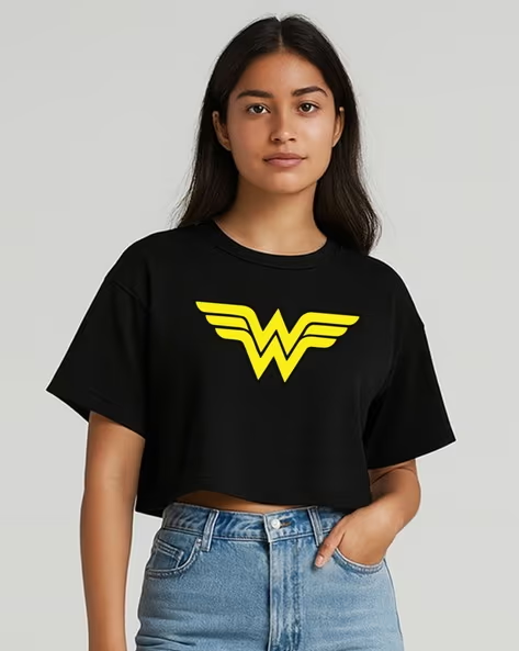 Women Wonder Woman Print Boxy Fit Top