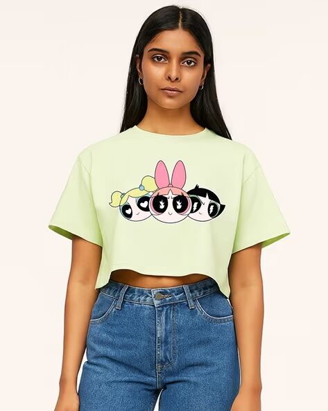 Women The Powerpuff Girls Printed Boxy Fit Top