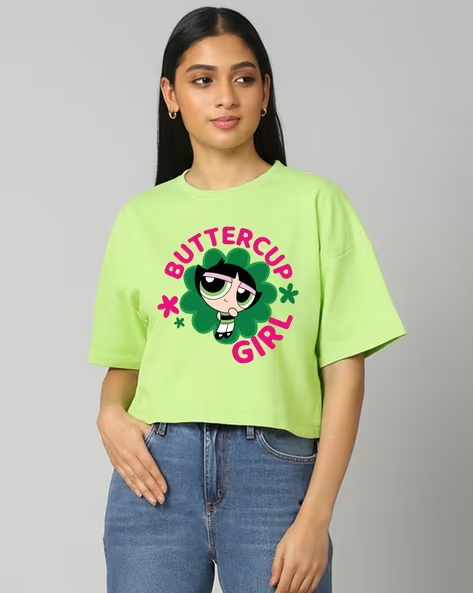 Women Powerpuff Girls Print Boxy Fit Top