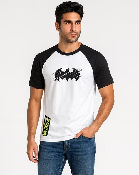Men Batman Printed Regular Fit Crew-Neck T-Shirt