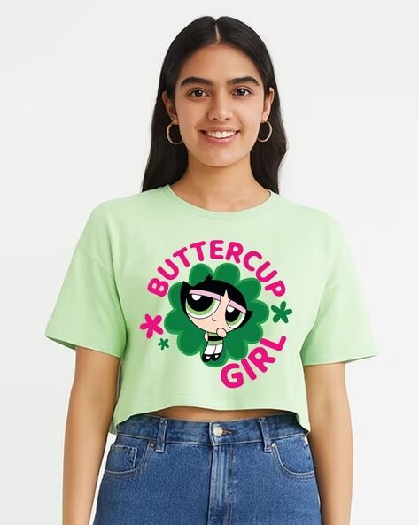 Women Powerpuff Girls Print Boxy Fit Top