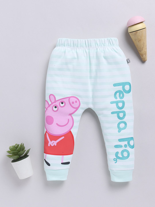 Tinyo Peppa Pig Printed Pure Cotton Diaper Pants For Infant Girls (Green, Pack Of 1)