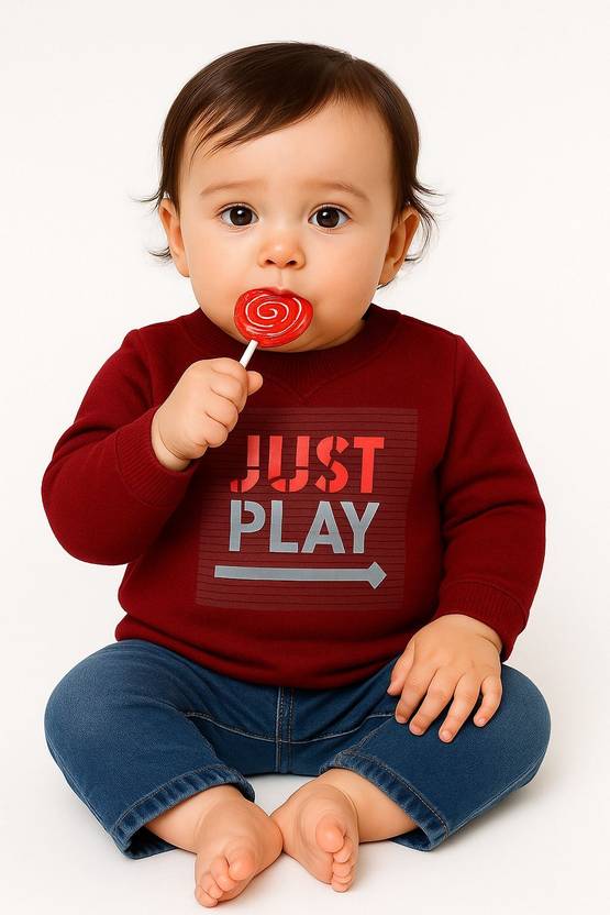 Moms Love Graphic Print Fleece Sweatshirt for Boys (Maroon, Pack of 1)