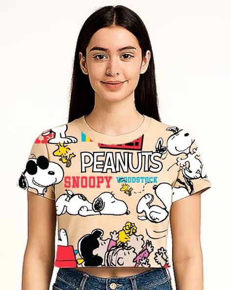 Women Cotton Peanuts Graphic Top
