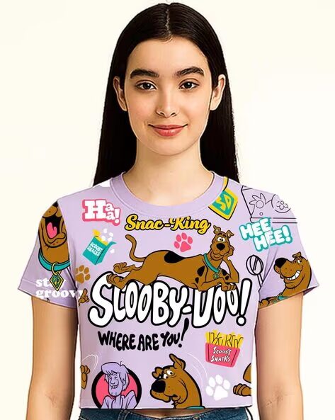 Women Scooby-Doo Graphic Print Boxy Fit Top