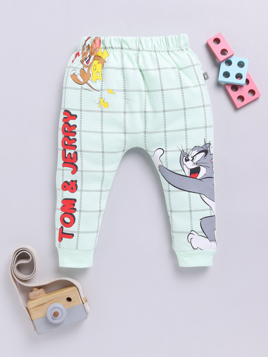 Tinyo Tom & Jerry Printed Pure Cotton Diaper Pants For Infant Girls (Sea Green, Pack Of 1)