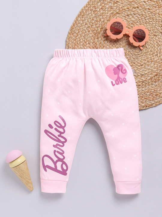 Tinyo Barbie Printed Pure Cotton Diaper Pants For Infant Girls (Pink, Pack Of 1)