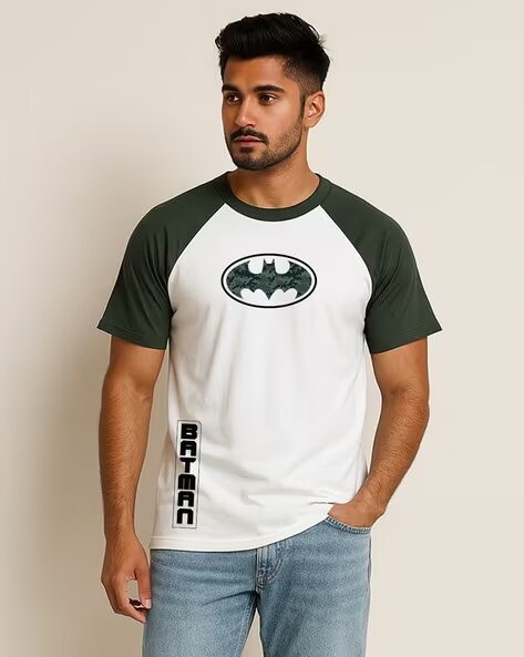 Men Batman Printed Regular Fit Crew-Neck T-Shirt