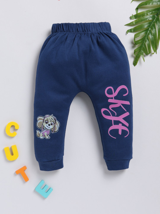 Tinyo Paw Patrol Printed Pure Cotton Joggers For Infant Girls (Indigo, Pack Of 1)