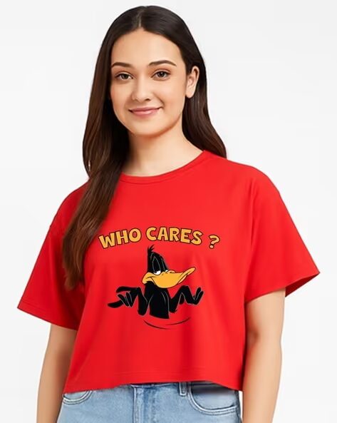 Women Daffy Duck Graphic Print Boxy Fit Top