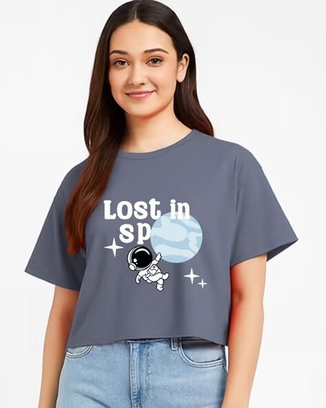 Women NASA Graphic Print Boxy Fit Top