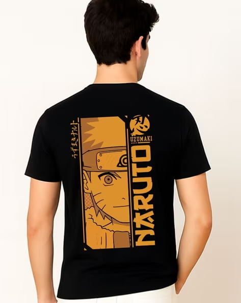 ANIME – Men Naruto Printed Regular Fit Crew-Neck T-Shirt